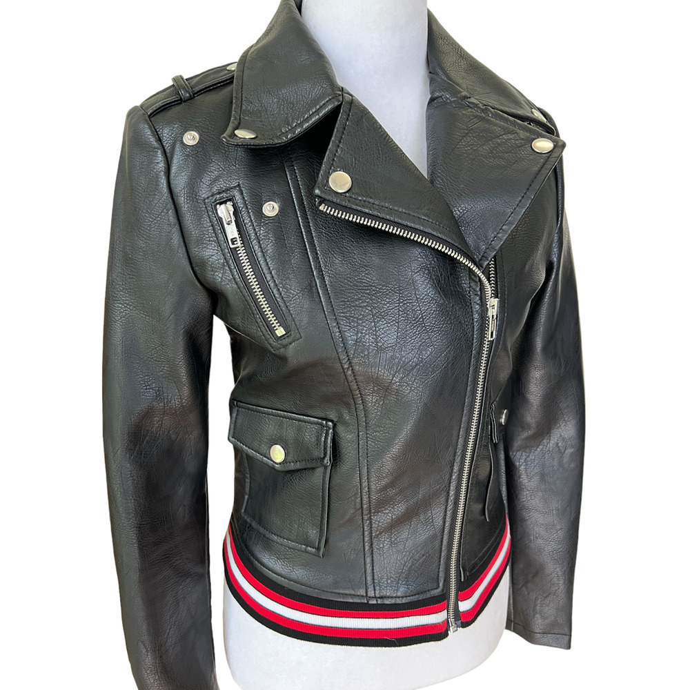 Romeo & Juliet Vegan Leather Moto Jacket Black Size Small - Picture 8 of 13
